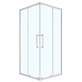Душевое ограждение Loranto 100x100x190 раздвижная дверь, прозрачное стекло 6 мм, профиль сатин (CS-AB01S-100)
