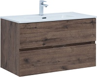 Тумба с раковиной Aquanet Алвита new 90 2 ящ. цв.дуб веллингтон табак