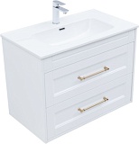 Тумба с раковиной Aquanet Бостон new 80 (Flat) цв.белый сатин, ручки золото