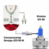 Система контроля утечки газа Кенарь GD100-N + клапан GV-90 3/4" метан