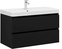 Тумба с раковиной Aquanet Вега 2.0 90 2 ящ. цв.черный (раковина Ирис)