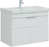 Тумба с раковиной Aquanet Ирис new 80 подвесная 1 ящ. 2 фасада цв.белый глянец
