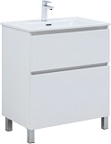Тумба с раковиной Aquanet Вега 70 (Flat) напольная 2 ящ. цв. белый глянец