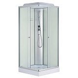 Душевая кабина Loranto 980х980х2150 белое заднее стекло, поддон 14 см, матовое стекло 4 мм, профиль хром матовый (CS-992EATM/W-100)