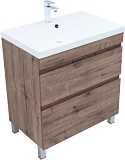 Тумба под раковину Aquanet Нота New 75 напольная, дуб веллингтон табак