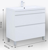 Тумба с раковиной Aquanet Нота New 90 белый глянец