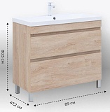 Тумба с раковиной Aquanet Нота New 90 дуб светлый