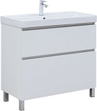 Тумба с раковиной Aquanet Вега 90 (Ирис) напольная 2 ящ. цв. белый глянец